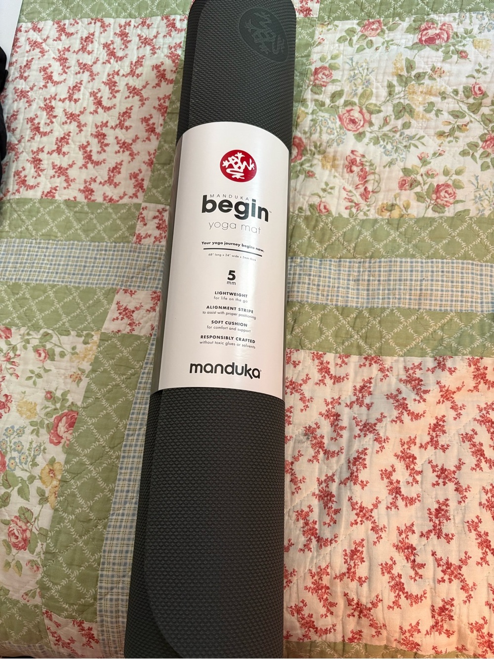 manduka Begin Yoga Mat in charcoal gray